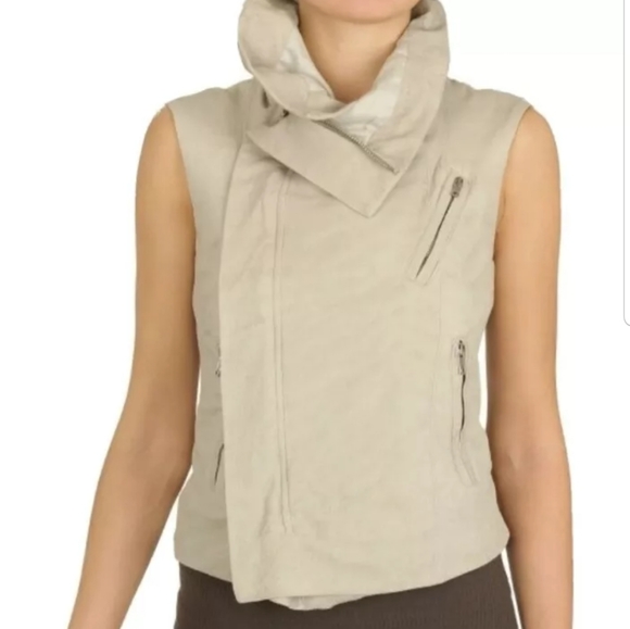 Rick Owens Biker Leather Blistered Sleeveless Vest In Pearl Size 6 - Picture 2 of 15